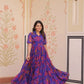 Blue Floral Printed Faux Georgette Gown | 12 MTR Flair | Festive & Party Wear