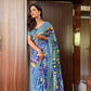 Blue Patchwork Mirror Saree