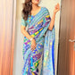 Blue Patchwork Mirror Saree