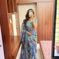 Blue Patchwork Mirror Saree