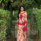 Blue & Pink Floral Print Kurta Palazzo Set