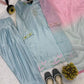 Blue Satin Silk Farshi Salwar Suit with Organza Dupatta