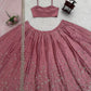Blush Blossom Embroidered Satin Lehenga Set for Wedding and Festive Wear