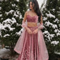 Blush Blossom Embroidered Satin Lehenga Set for Wedding and Festive Wear