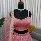 Blush Blossom Embroidered Satin Lehenga Set for Wedding and Festive Wear