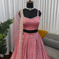 Blush Blossom Embroidered Satin Lehenga Set for Wedding and Festive Wear