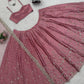 Blush Blossom Embroidered Satin Lehenga Set for Wedding and Festive Wear