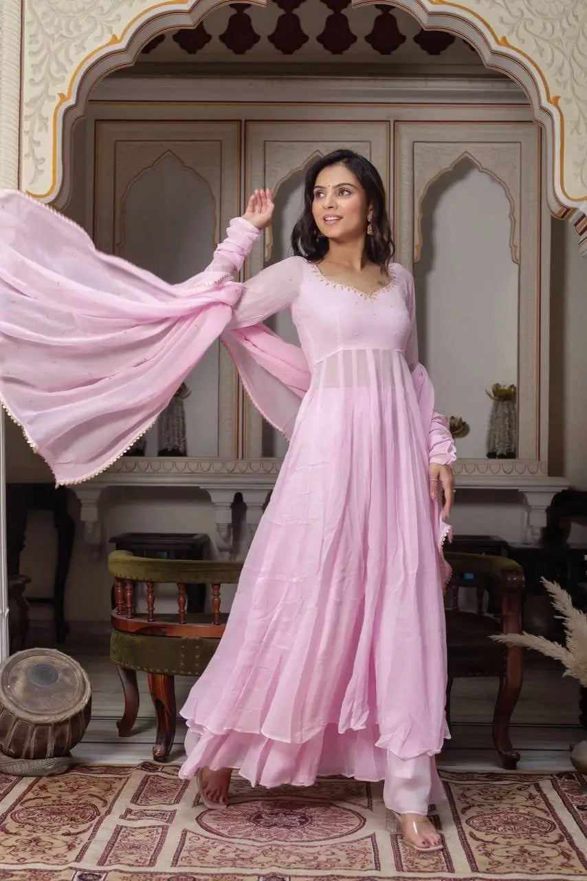 Blush Diamond Drape Anarkali
