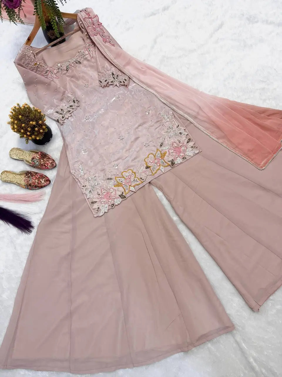 Blush Floral Bead Sharara