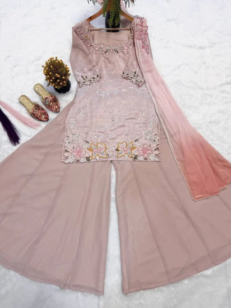 Blush Floral Bead Sharara