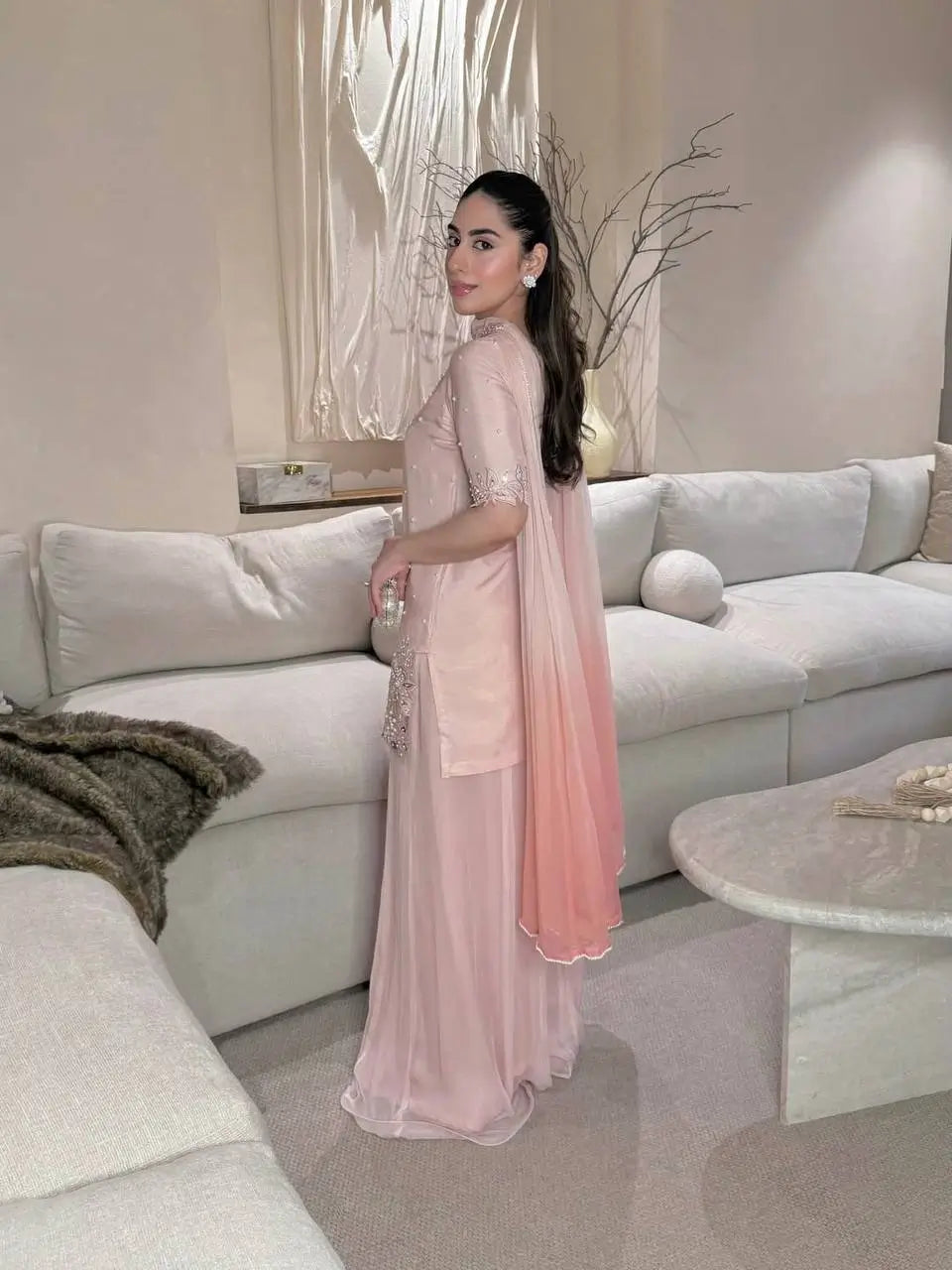Blush Floral Bead Sharara