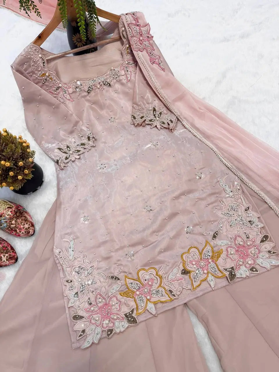 Blush Floral Bead Sharara