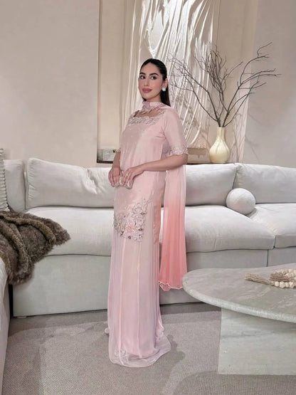 Blush Floral Bead Sharara