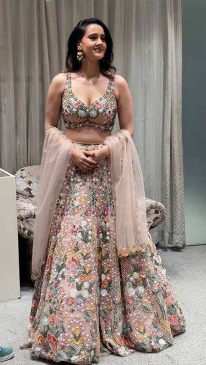 Blush Floral Sequin Lehenga