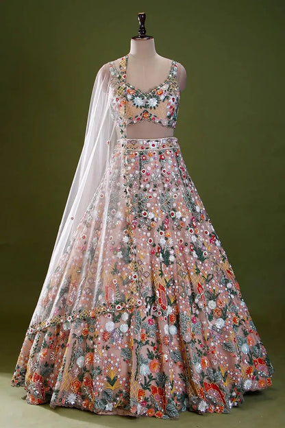 Blush Floral Sequin Lehenga