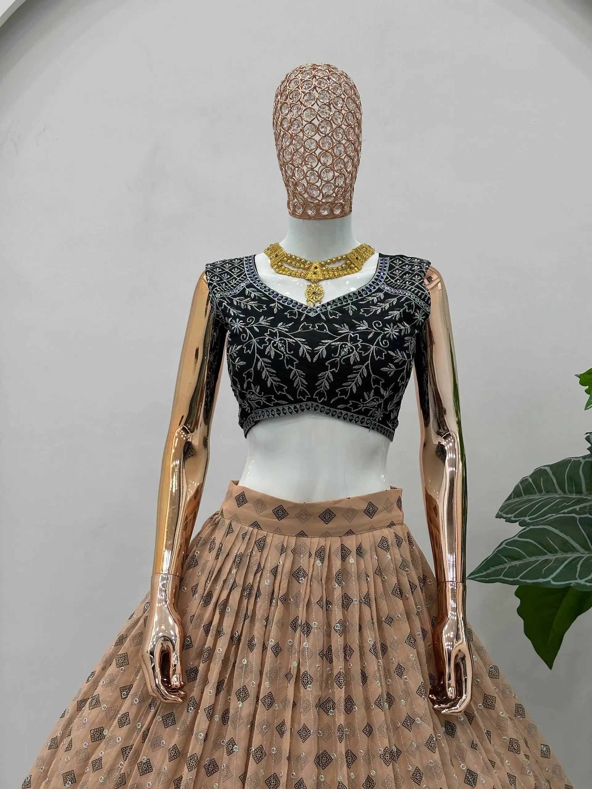 Blush Georgette Sequin Lehenga with Dupatta
