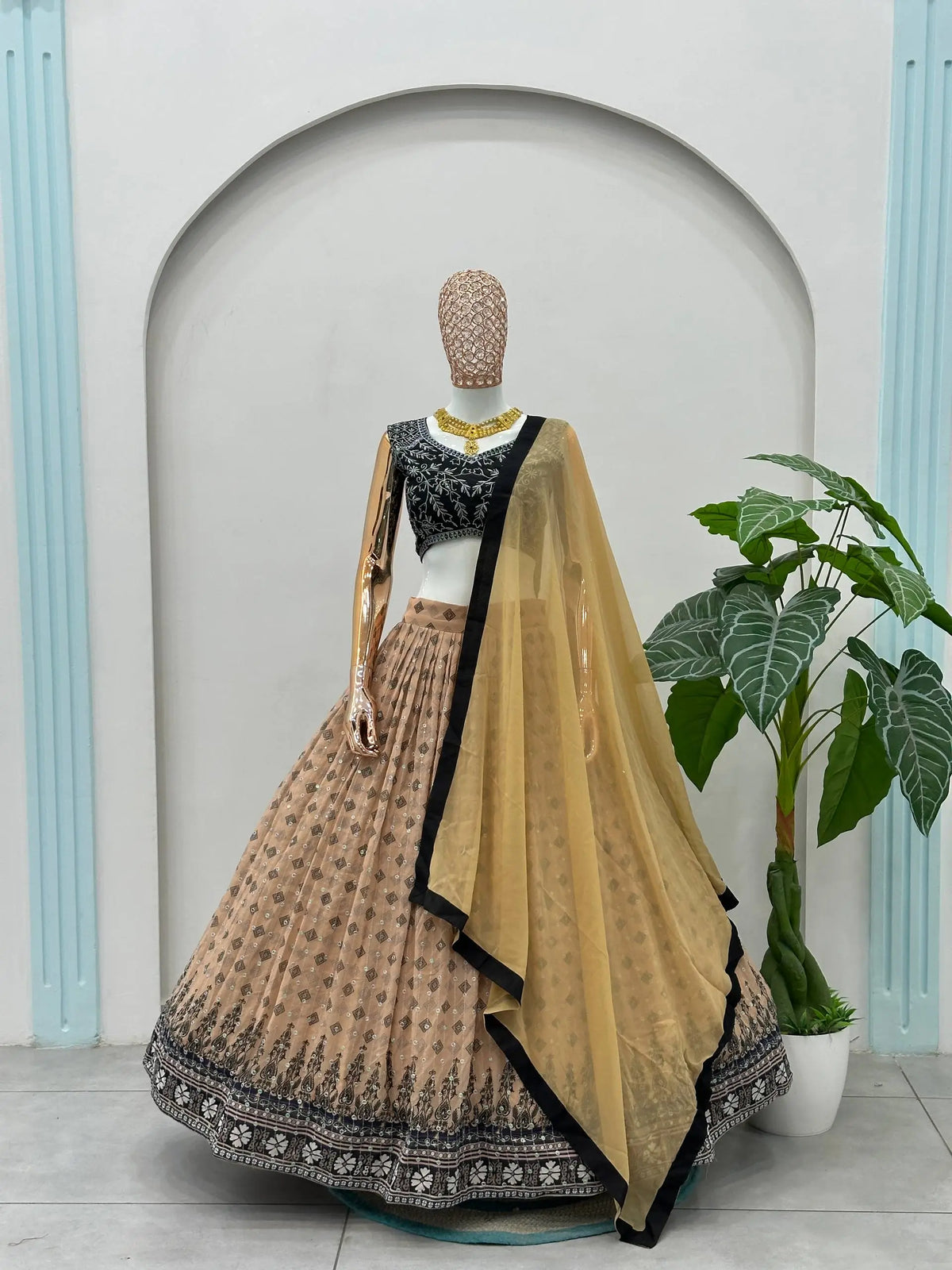 Blush Georgette Sequin Lehenga with Dupatta