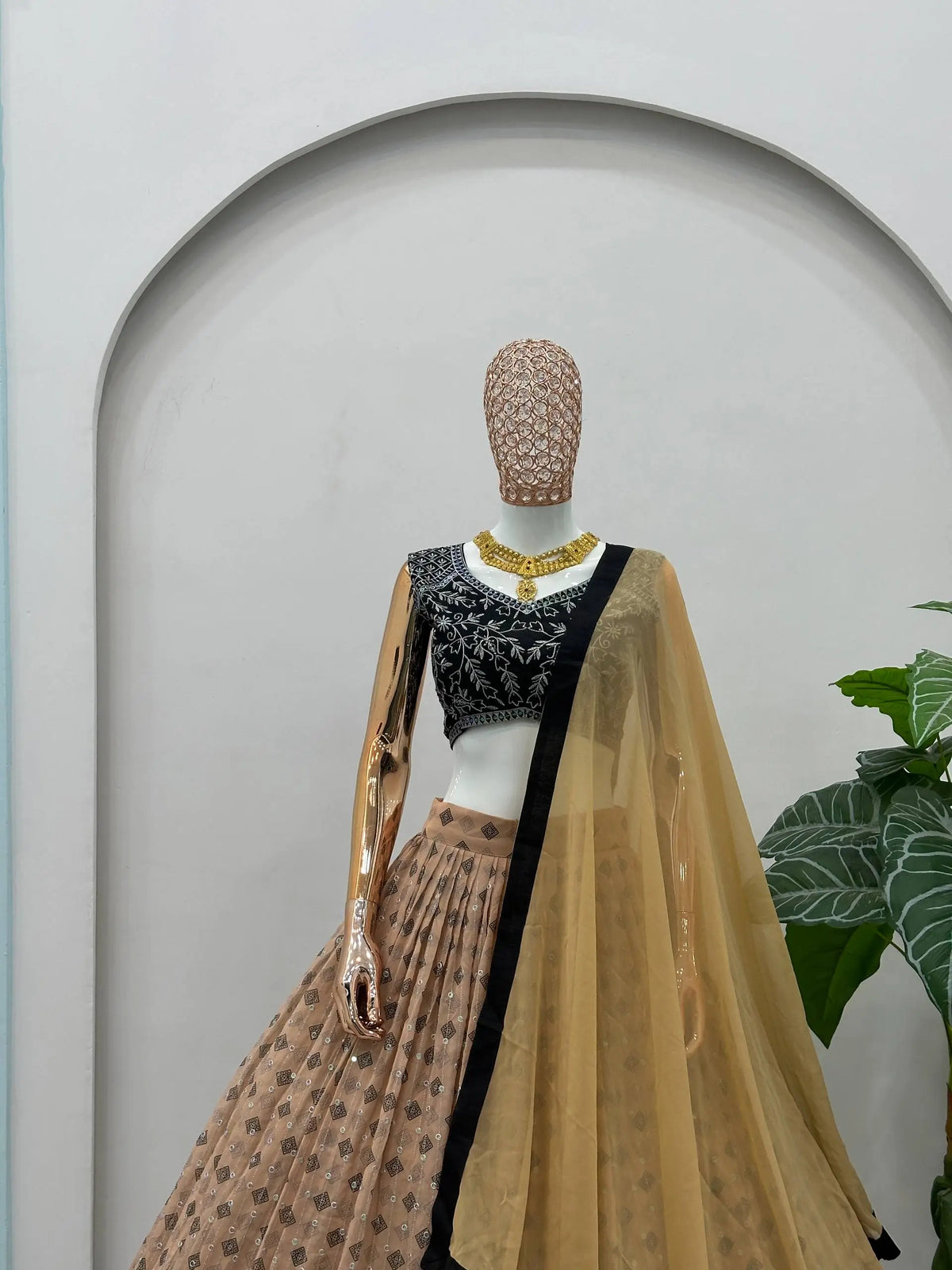 Blush Georgette Sequin Lehenga with Dupatta