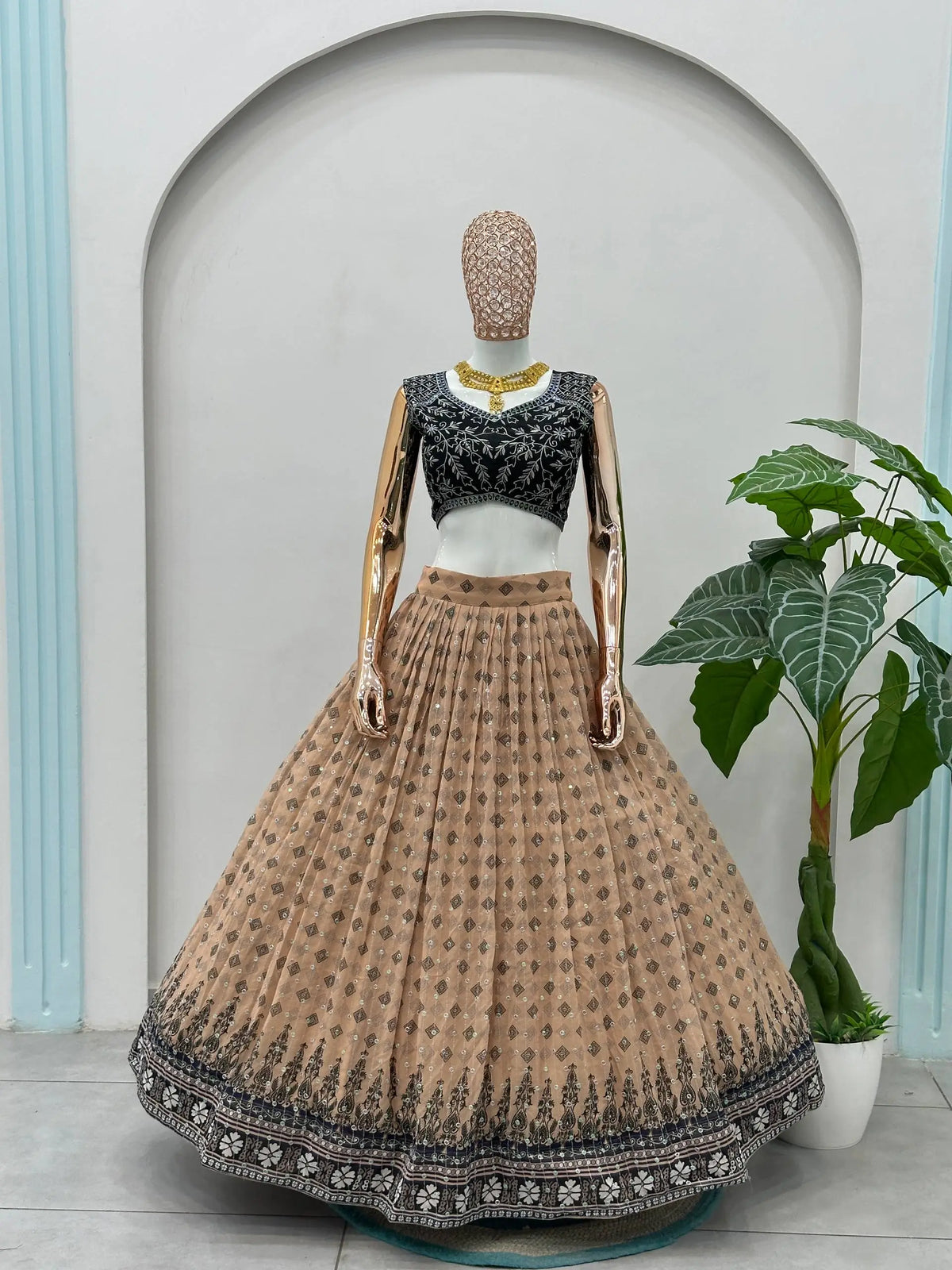 Blush Georgette Sequin Lehenga with Dupatta
