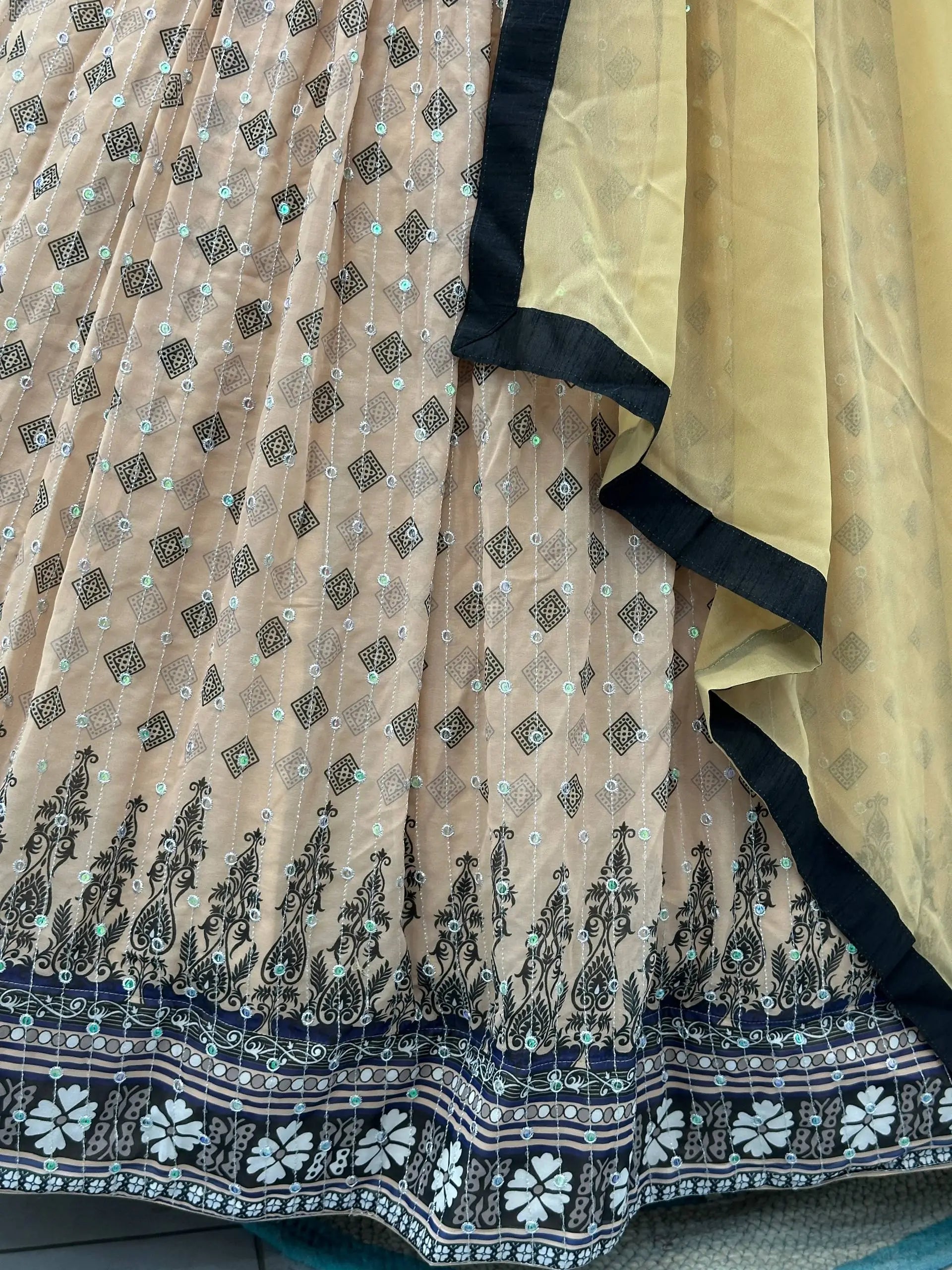Blush Georgette Sequin Lehenga with Dupatta