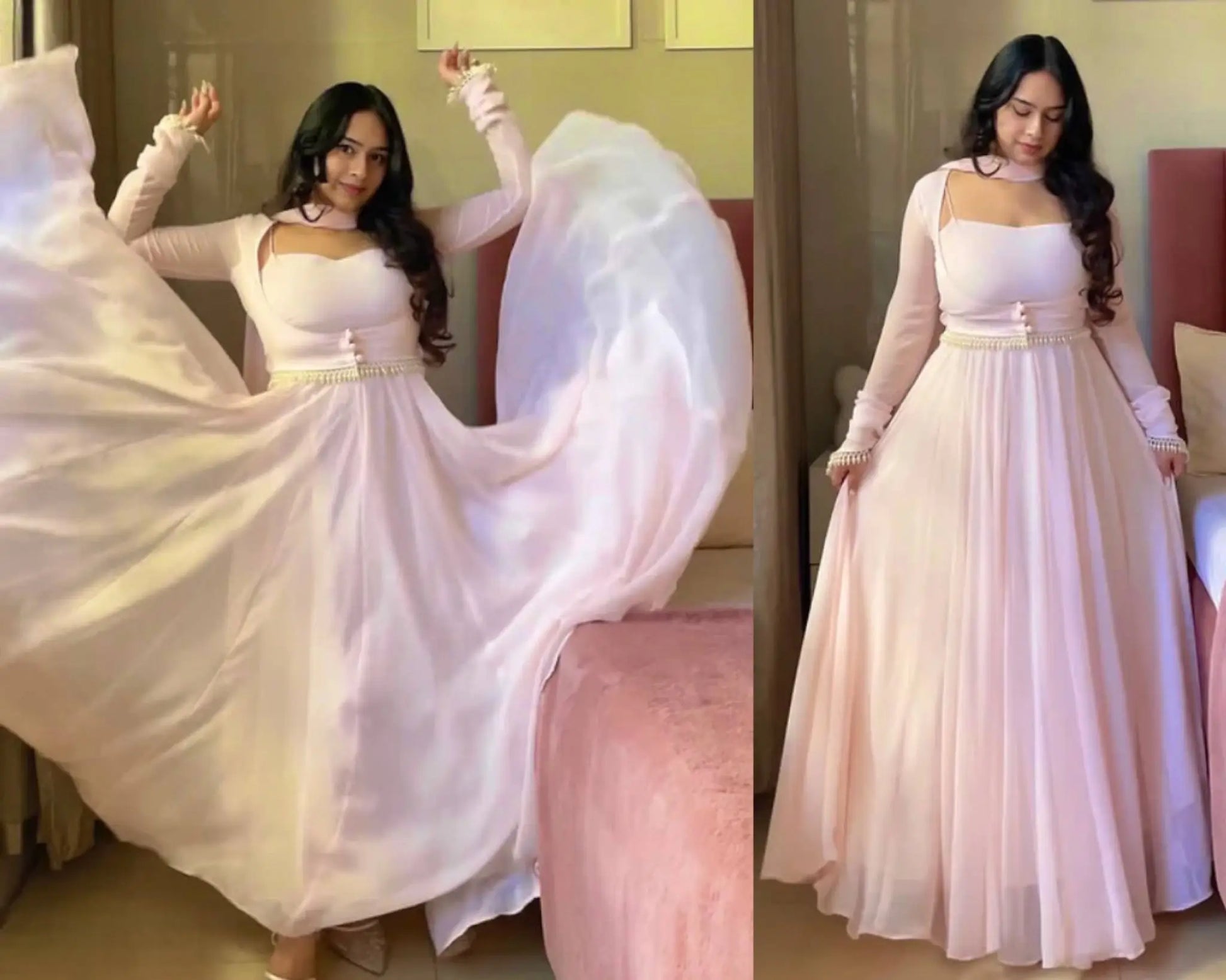 Blush Grace Maxi Anarkali Suit Set for Party and Festive Wear removable jacket 2 in 1 gown