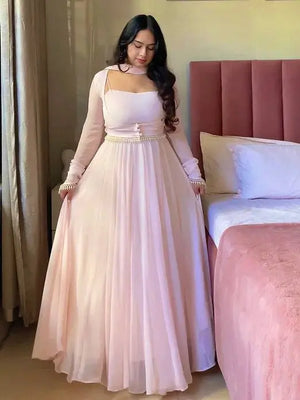 Blush Grace Maxi Anarkali Suit Set for Party and Festive Wear removable jacket 2 in 1 gown