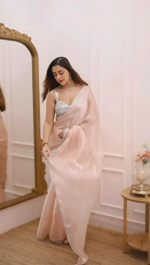 Blush Jimichi Lace Border Saree