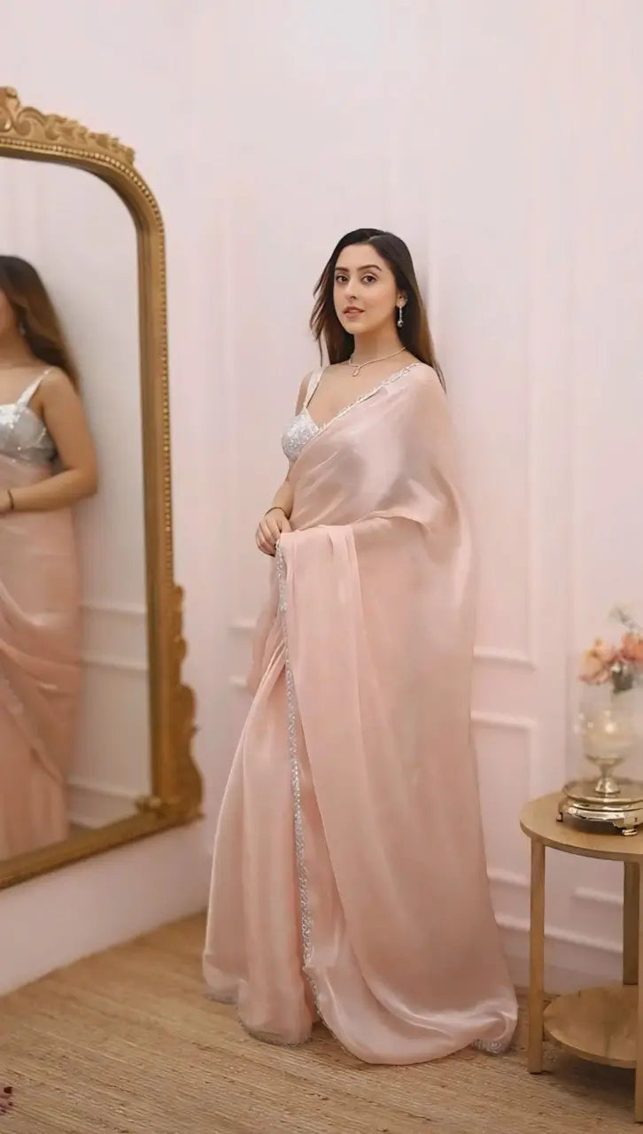 Blush Jimichi Lace Border Saree