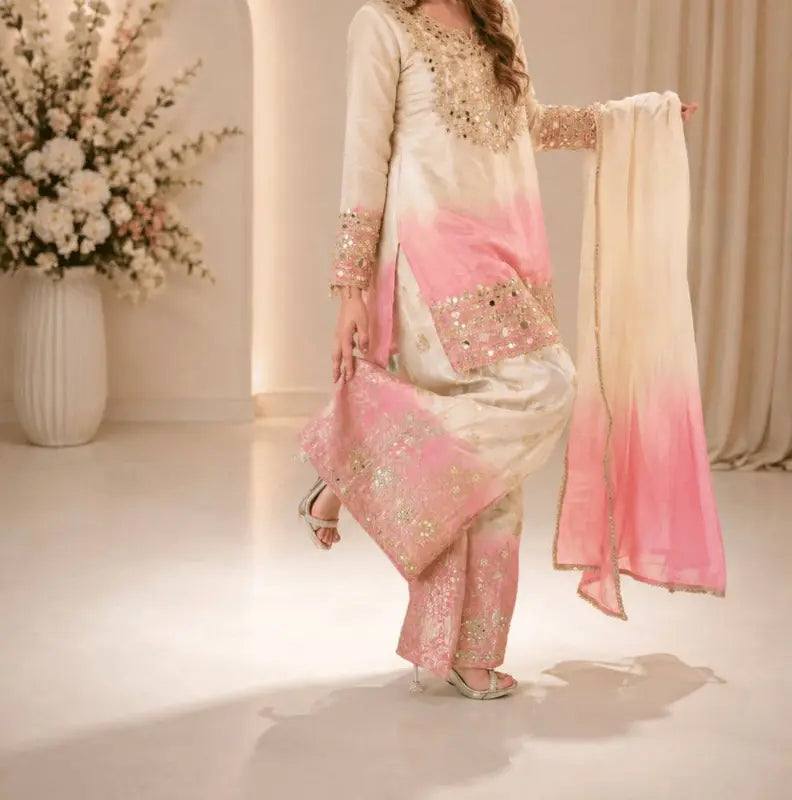 Blush Ombre Mirror Kurta Set