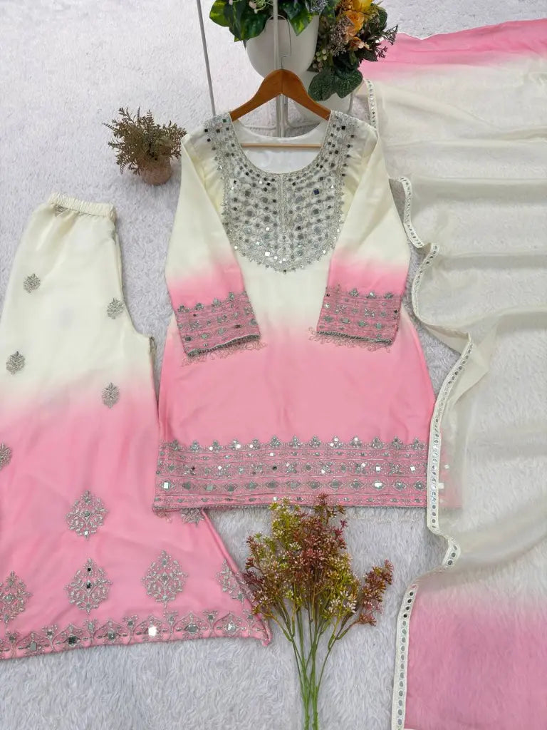 Blush Ombre Mirror Kurta Set