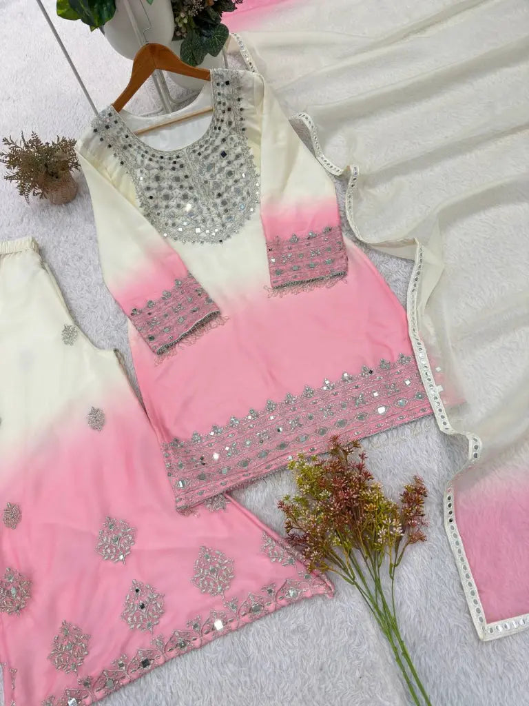 Blush Ombre Mirror Kurta Set