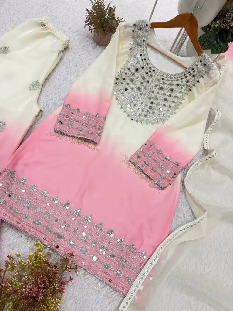 Blush Ombre Mirror Kurta Set