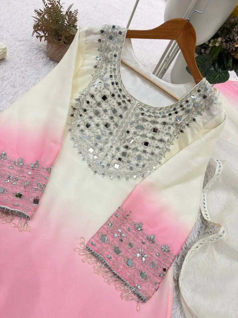 Blush Ombre Mirror Kurta Set