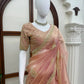 Blush Pearl Bead Work Silk Saree