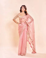 Blush Pearl Bead Work Silk Saree