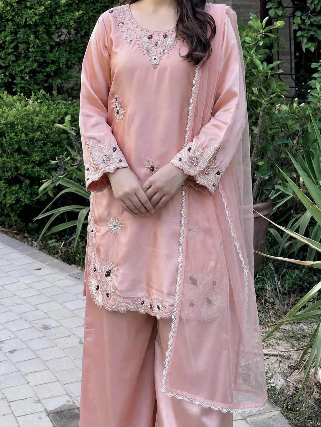Blush Pearl Cutwork Suit