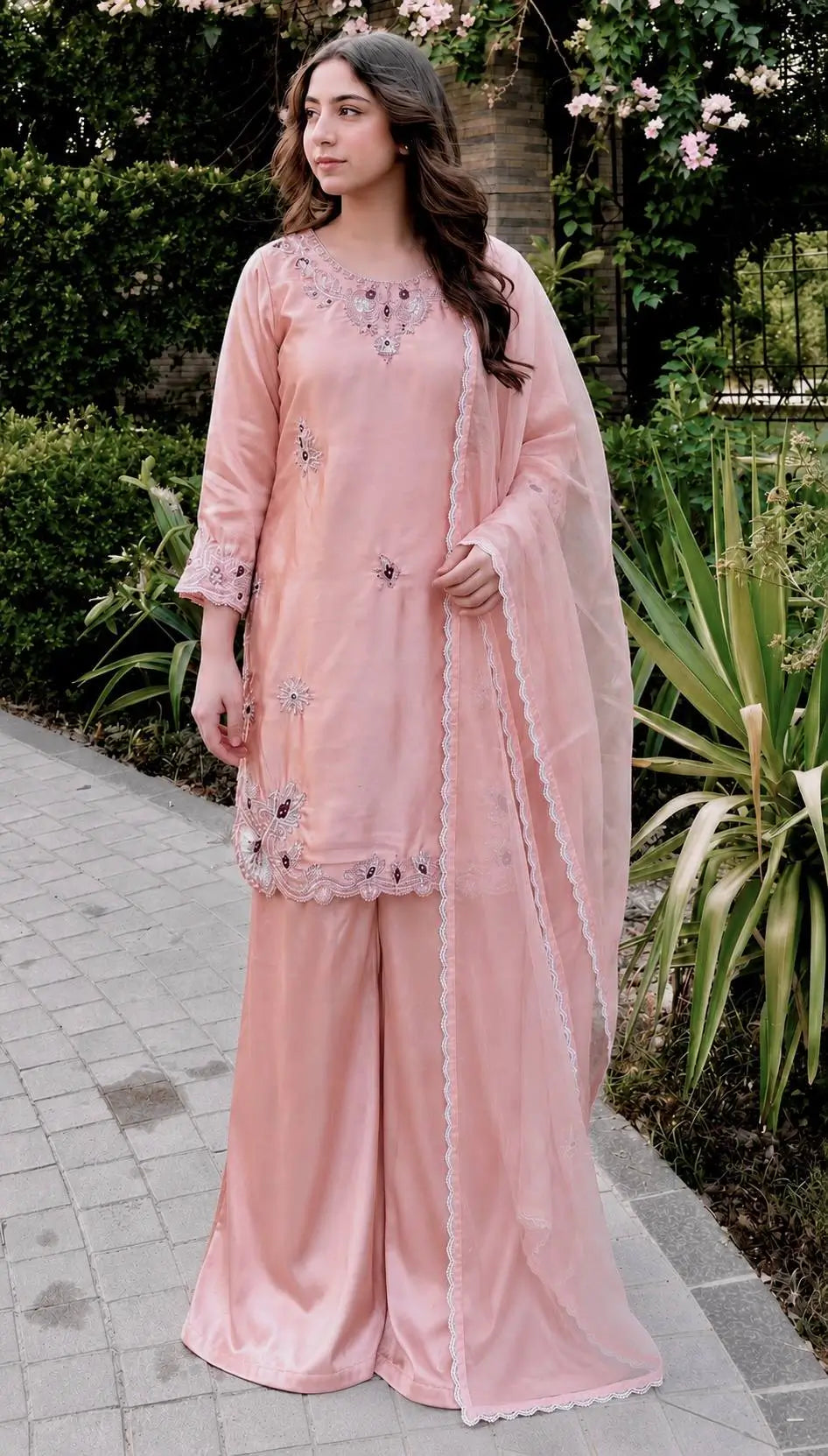 Blush Pearl Cutwork Suit