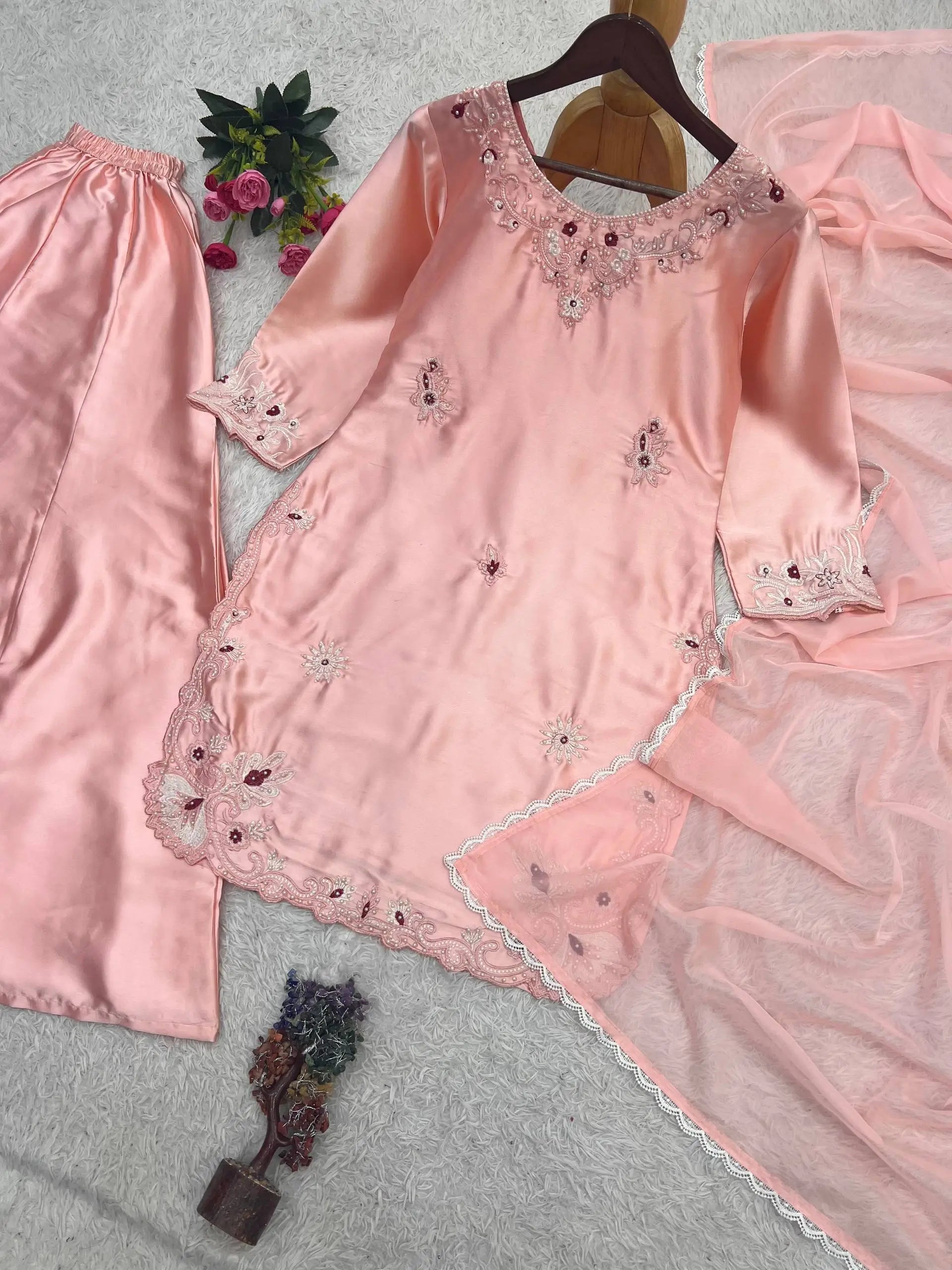 Blush Pearl Cutwork Suit