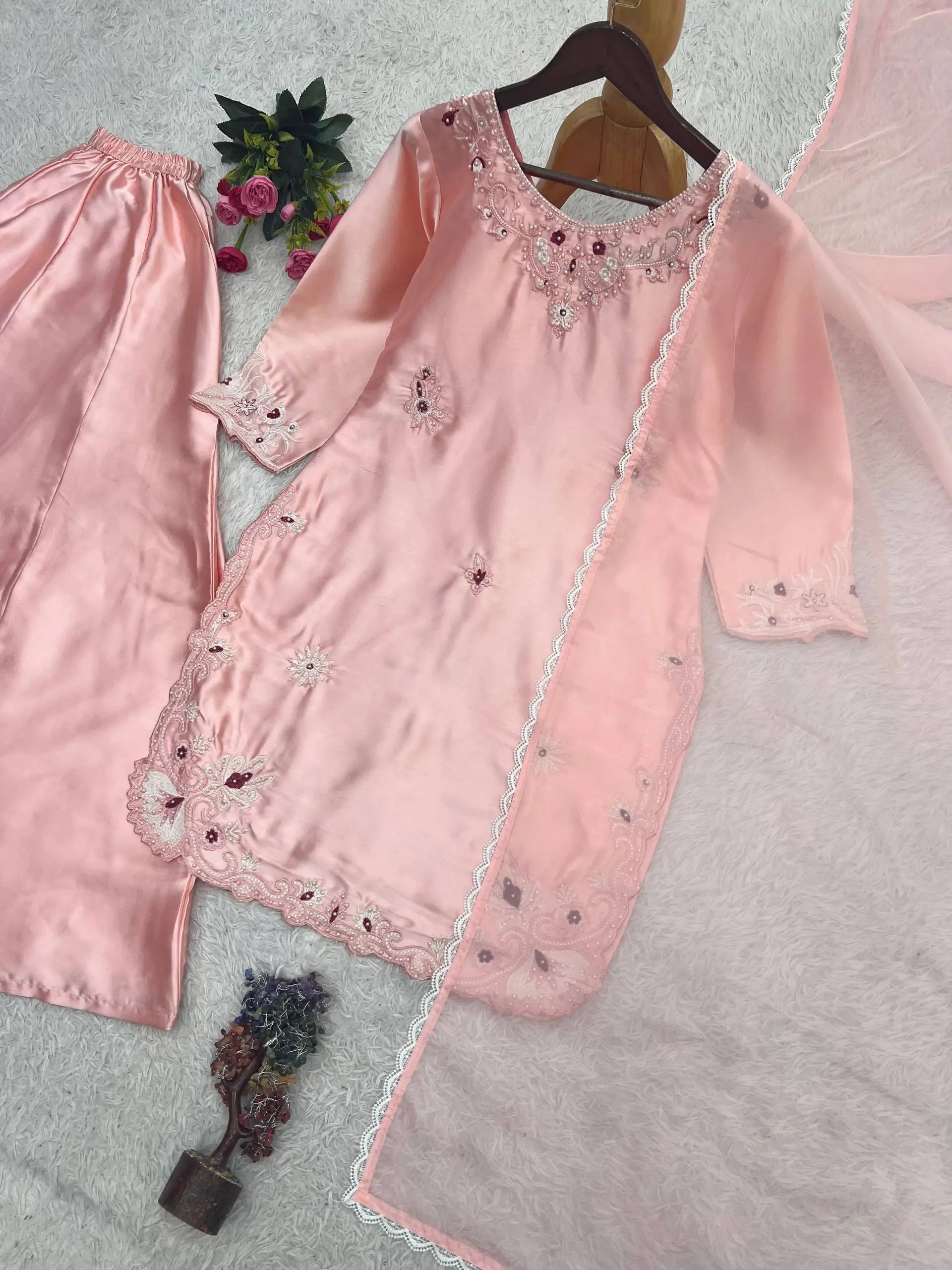 Blush Pearl Cutwork Suit
