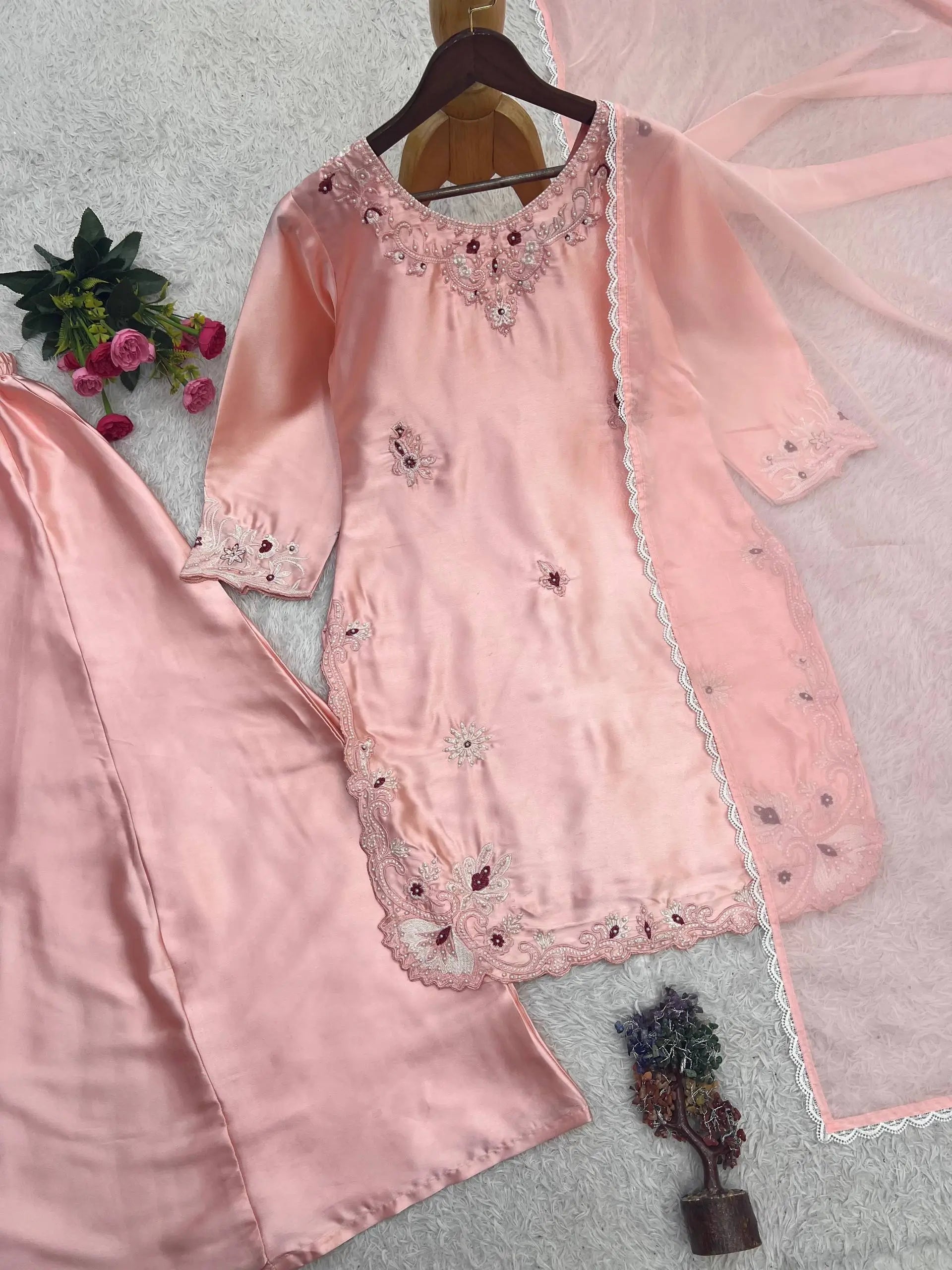 Blush Pearl Cutwork Suit