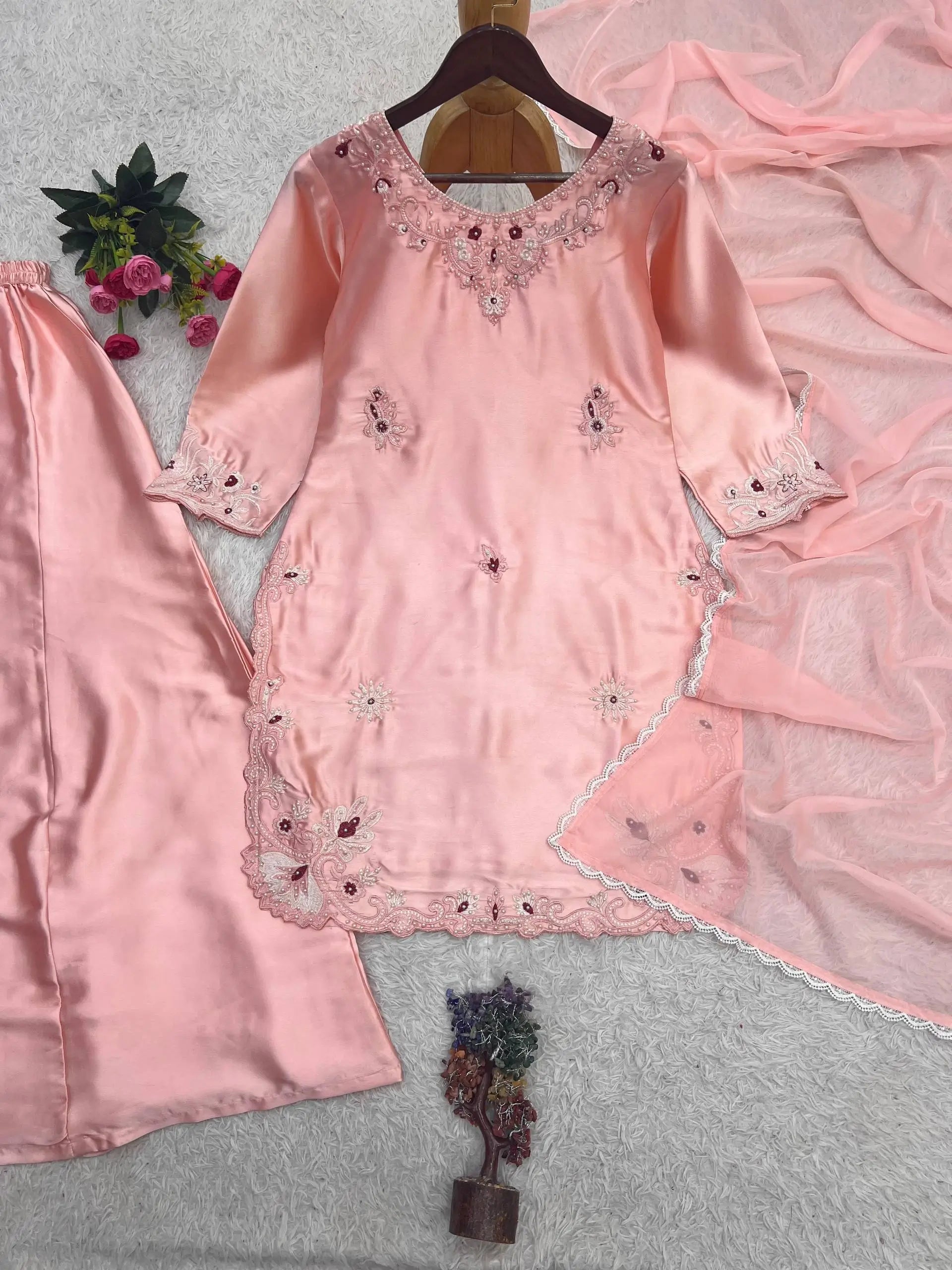 Blush Pearl Cutwork Suit