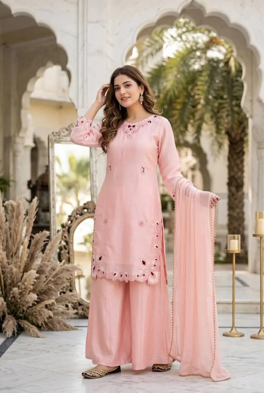 Blush Pearl Cutwork Suit
