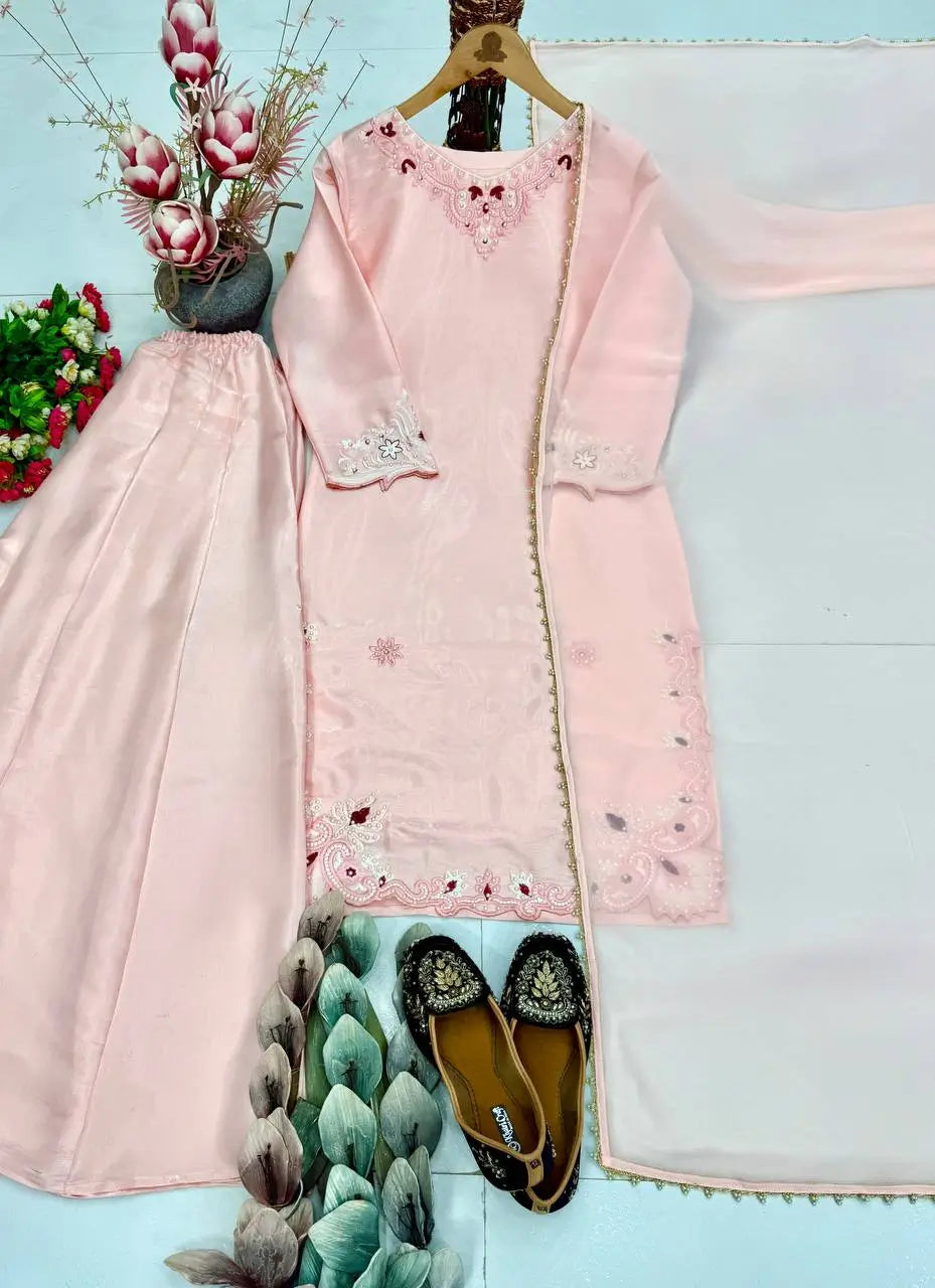 Blush Pearl Cutwork Suit