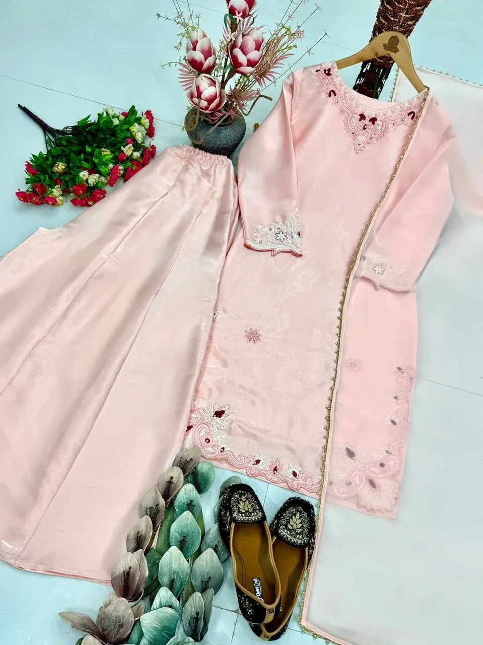 Blush Pearl Cutwork Suit