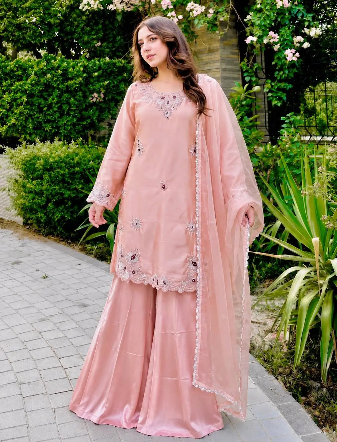 Blush Pearl Cutwork Suit
