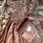 Blush Pink Chinon Embroidered Gown Set with Palazzo & Organza Dupatta