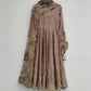 Blush Pink Chinon Embroidered Gown Set with Palazzo & Organza Dupatta