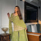 Blush Pink Faux Georgette Embroidered Sharara Set with Dupatta