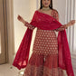Blush Pink Faux Georgette Embroidered Sharara Set with Dupatta