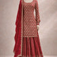 Blush Pink Faux Georgette Embroidered Sharara Set with Dupatta